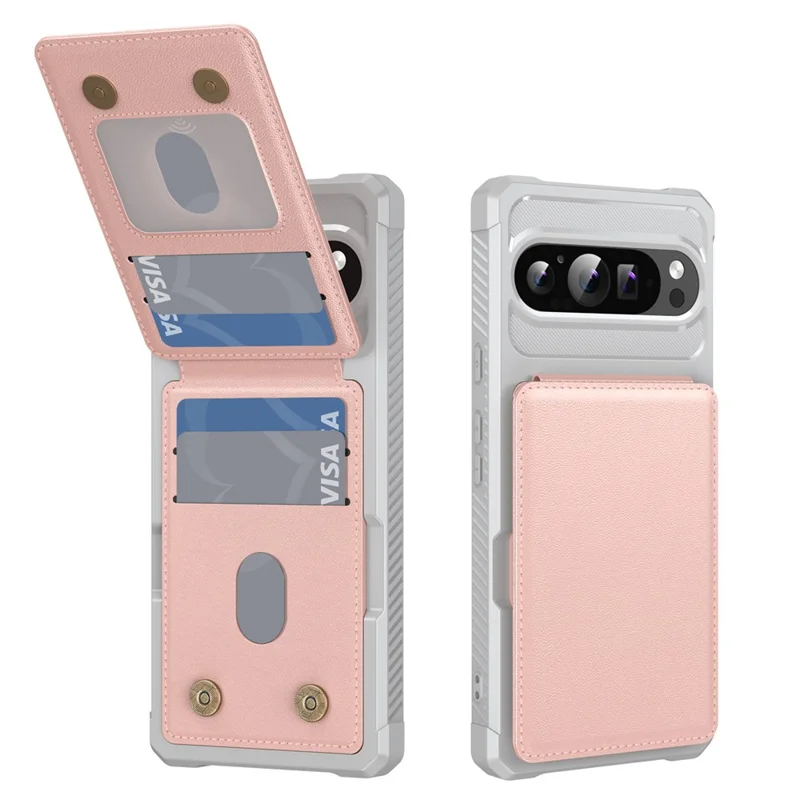 For Google Pixel 10 Pro XL Case Vertical Flip Card Slot Kickstand Leather + TPU Phone Cover - Light Pink