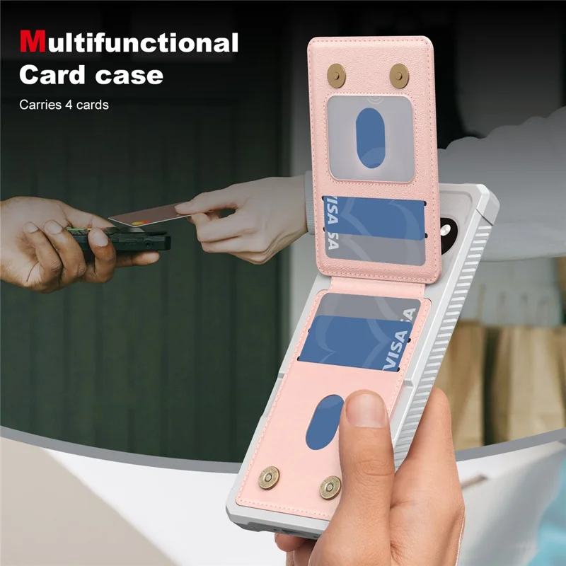 For Google Pixel 10 Pro XL Case Vertical Flip Card Slot Kickstand Leather + TPU Phone Cover - Light Pink