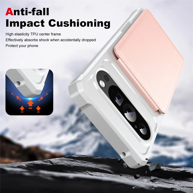 For Google Pixel 10 Pro XL Case Vertical Flip Card Slot Kickstand Leather + TPU Phone Cover - Light Pink