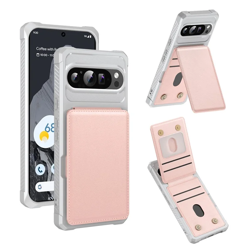 For Google Pixel 10 / Pixel 10 Pro Case Vertical Flip Card Slot Kickstand Leather + TPU Phone Cover - Light Pink