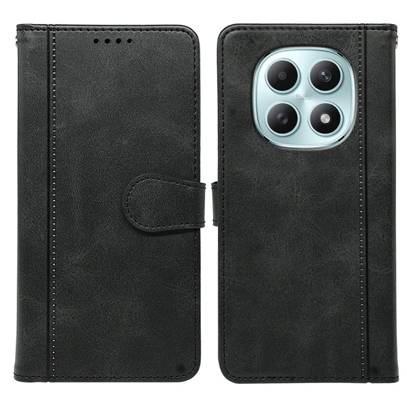 For Xiaomi Redmi Note 15 5G (Global) Case Calf Texture Leather Stand Book Style Phone Cover - Black