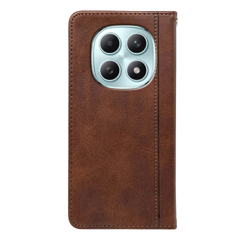 For Xiaomi Redmi Note 15 5G (Global) / 15 4G (Global) Case Hidden Magnetic Closure Calf Texture Leather Phone Cover - Brown