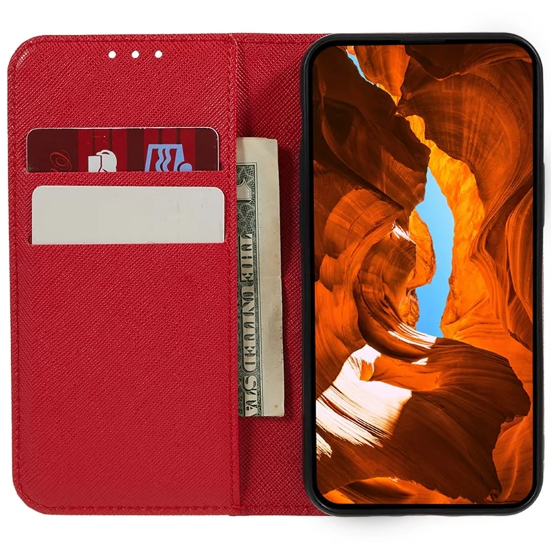 For Xiaomi Redmi Note 15 5G (Global) Case Cross Texture Leather Phone Cover Hidden Magnetic - Red