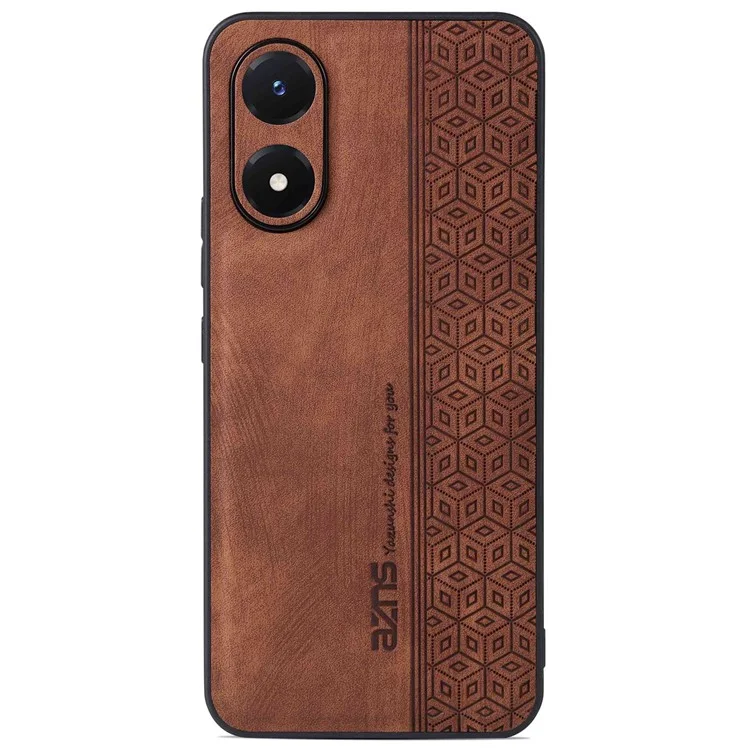 AZNS For vivo Y02s 4G / Y16 4G Imprinted Pattern Phone Case PU Leather Coated TPU Scratch-resistant Back Cover - Brown