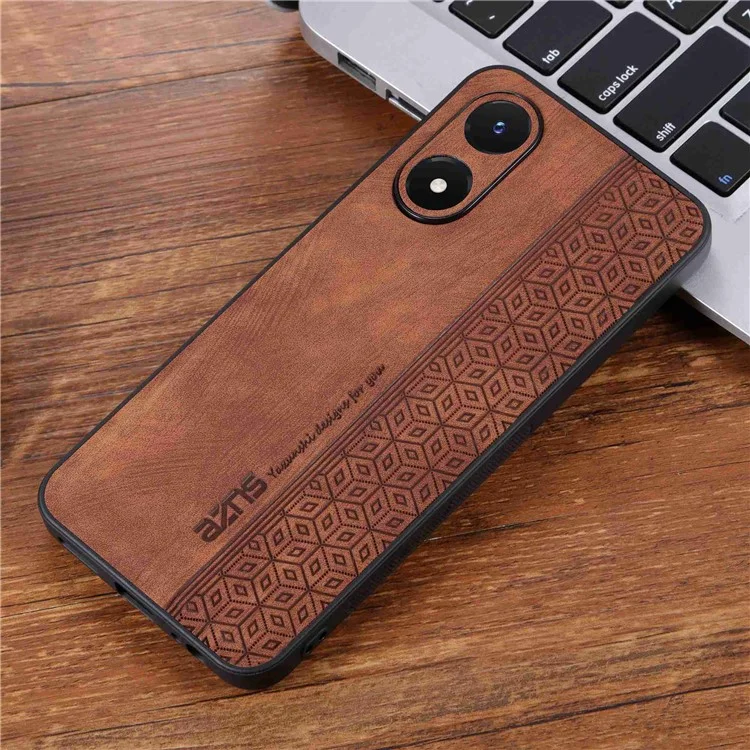 AZNS For vivo Y02s 4G / Y16 4G Imprinted Pattern Phone Case PU Leather Coated TPU Scratch-resistant Back Cover - Brown