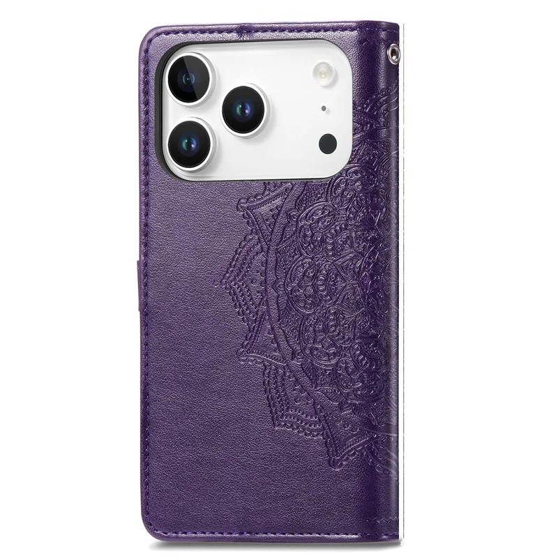 For iPhone 17 Pro Max Case Wallet Mandala Flower Leather Phone Cover Stand View - Purple
