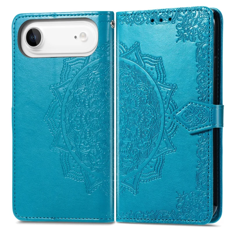 For iPhone Air Case Wallet Mandala Flower Leather Phone Cover Stand View - Blue