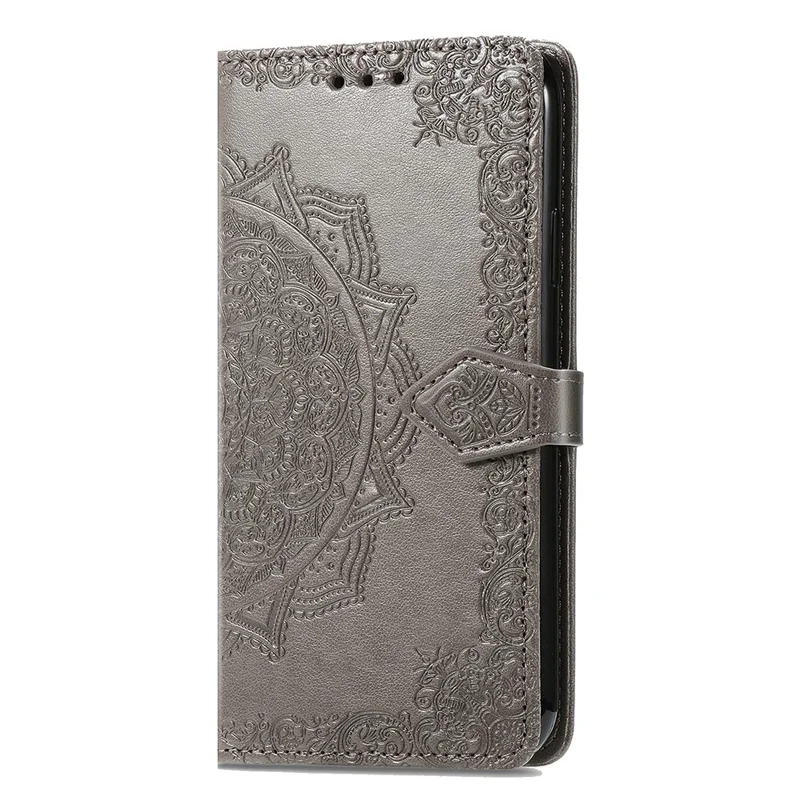 For iPhone 17 Case Wallet Mandala Flower Leather Phone Cover Stand View - Grey