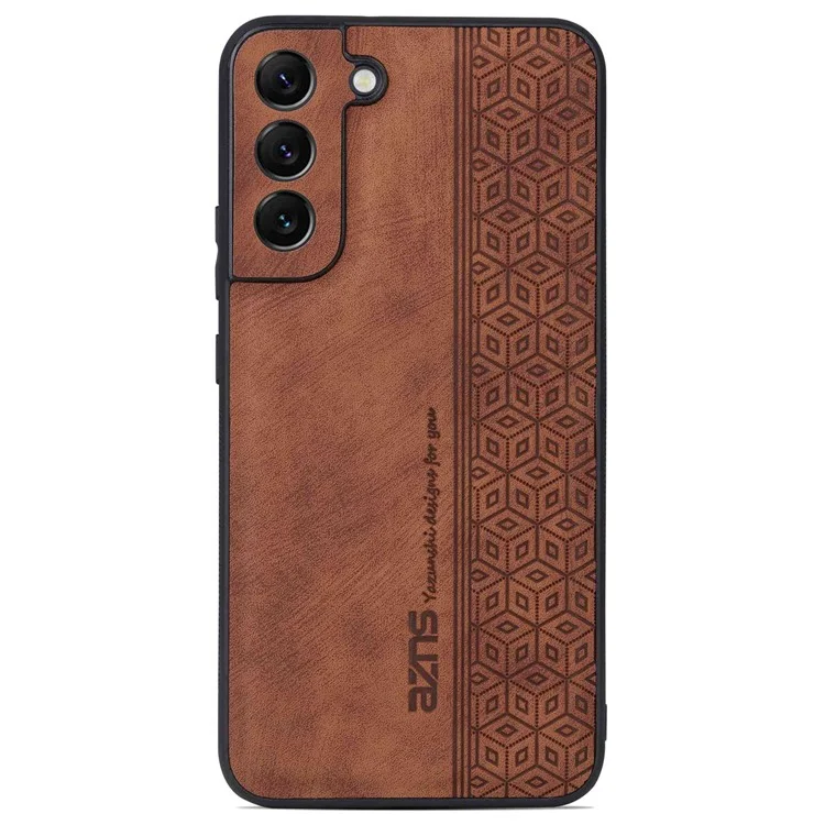 AZNS Para Samsung Galaxy S22+ 5G Teléfono Celular Patrón Impreso Path PU Leather+ Tpu Case de Teléfono Sin Deslizamiento - Marrón