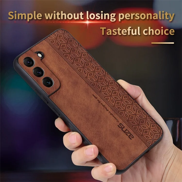 AZNS Para Samsung Galaxy S22+ 5G Teléfono Celular Patrón Impreso Path PU Leather+ Tpu Case de Teléfono Sin Deslizamiento - Marrón