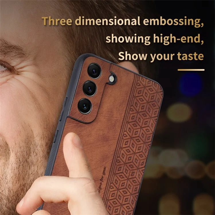 AZNS Para Samsung Galaxy S22+ 5G Teléfono Celular Patrón Impreso Path PU Leather+ Tpu Case de Teléfono Sin Deslizamiento - Marrón