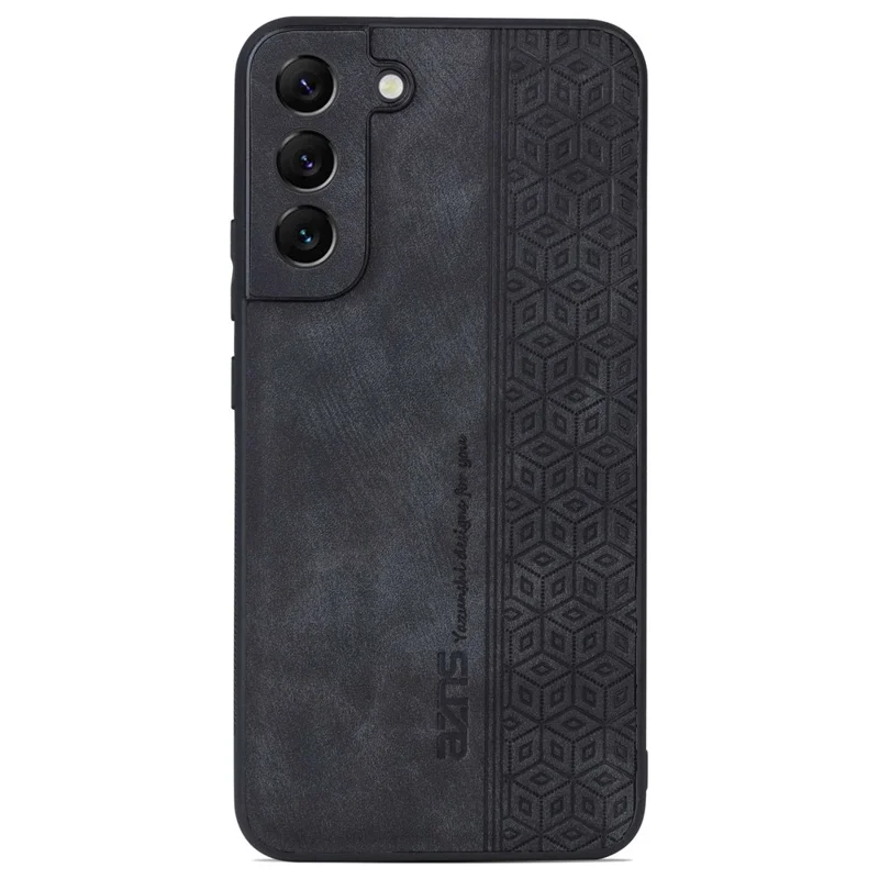AZNS For Samsung Galaxy S22+ 5G Cell Phone Cover Shell Imprinted Pattern PU Leather+TPU Non-slip Phone Case - Black