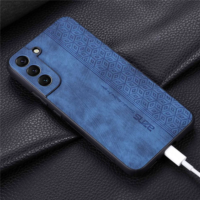 AZNS For Samsung Galaxy S22+ 5G Cell Phone Cover Shell Imprinted Pattern PU Leather+TPU Non-slip Phone Case - Black
