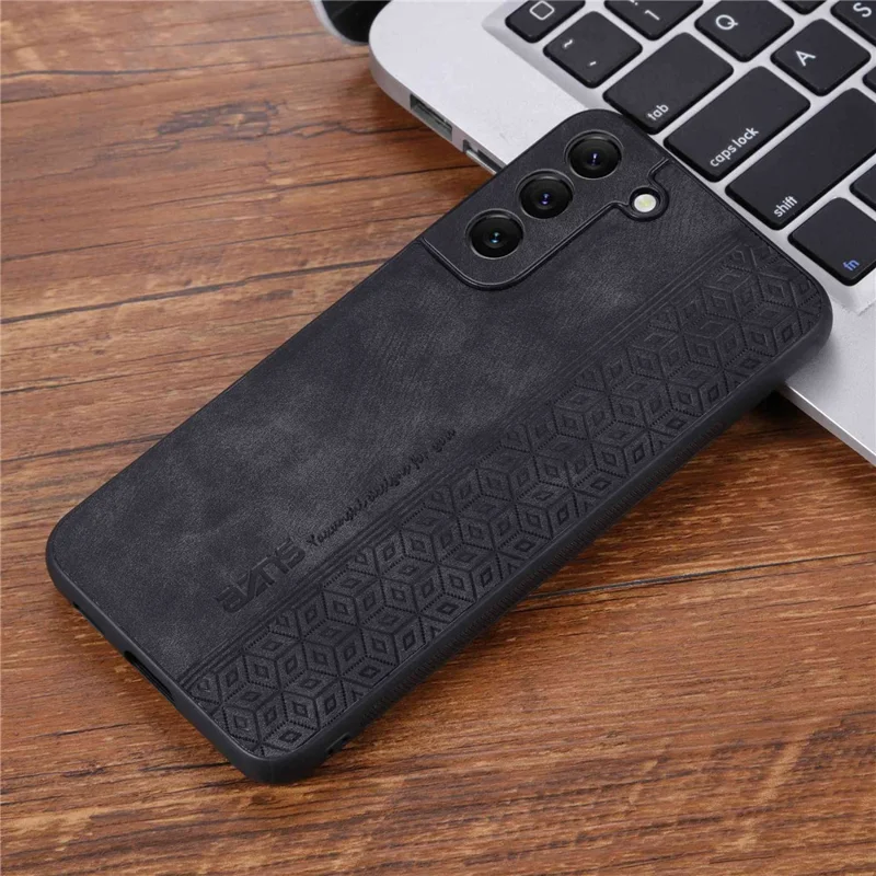 AZNS For Samsung Galaxy S22+ 5G Cell Phone Cover Shell Imprinted Pattern PU Leather+TPU Non-slip Phone Case - Black
