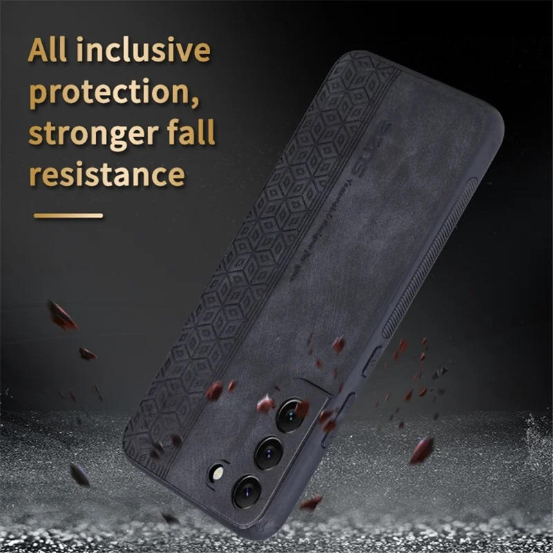 AZNS For Samsung Galaxy S22+ 5G Cell Phone Cover Shell Imprinted Pattern PU Leather+TPU Non-slip Phone Case - Black