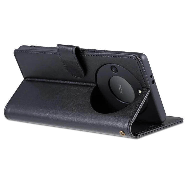 Estuche de cartera y teléfono AZNS Stand para Honor X40 5G, funda protectora plegable de piel de poliuretano con textura a prueba de golpes - Negro