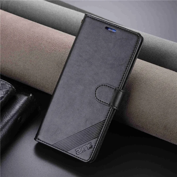 Estuche de cartera y teléfono AZNS Stand para Honor X40 5G, funda protectora plegable de piel de poliuretano con textura a prueba de golpes - Negro