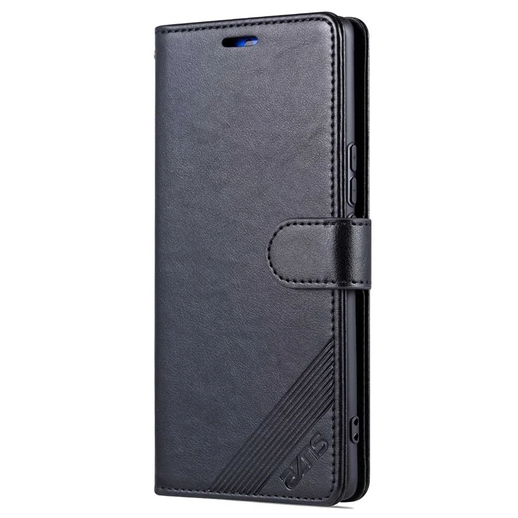 Estuche de cartera y teléfono AZNS Stand para Honor X40 5G, funda protectora plegable de piel de poliuretano con textura a prueba de golpes - Negro