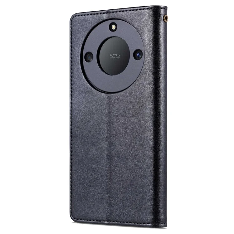 Estuche de cartera y teléfono AZNS Stand para Honor X40 5G, funda protectora plegable de piel de poliuretano con textura a prueba de golpes - Negro