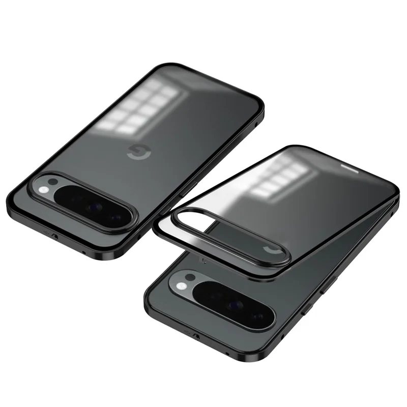 For Google Pixel 10 Pro XL Matte Case Aluminium Alloy + PC Phone Cover Pop-Up Snap Lock - Black