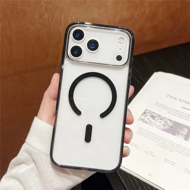 For iPhone 17 Pro Magnetic Case High Transparency PC + TPU Phone Back Cover - Transparent Black