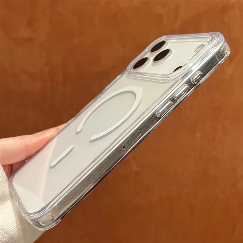 For iPhone 17 Pro Magnetic Case High Transparency PC + TPU Phone Back Cover - Transparent Black