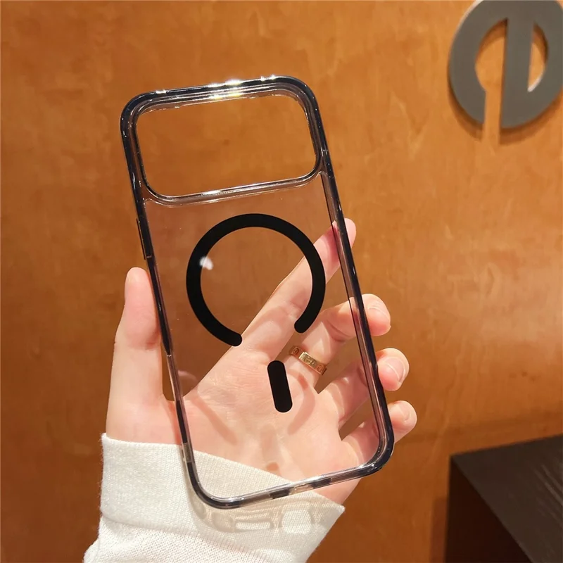 For iPhone 17 Pro Max Magnetic Case High Transparency PC + TPU Phone Back Cover - Transparent Black
