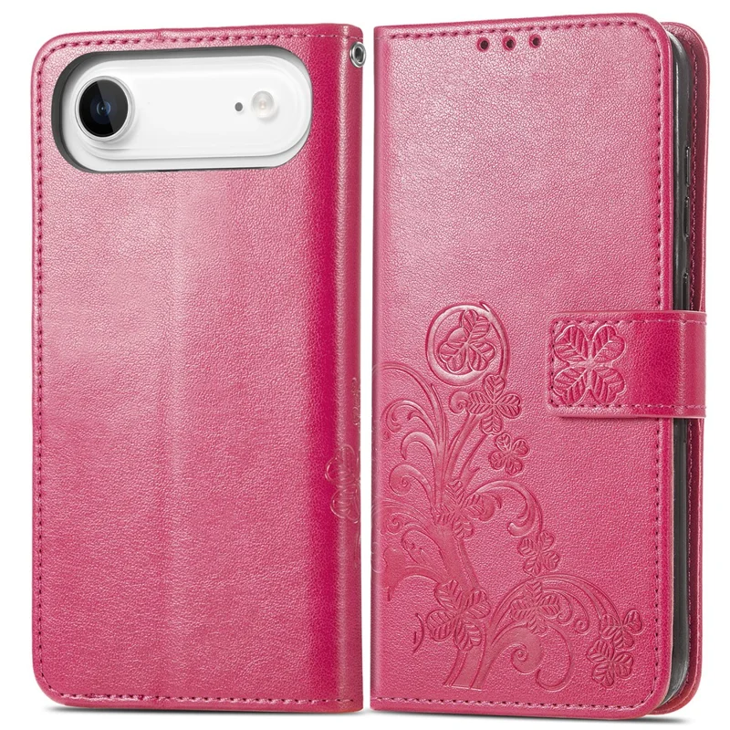 For iPhone Air Leather Case Four-Leaf Clover Wallet Phone Cover - Rose