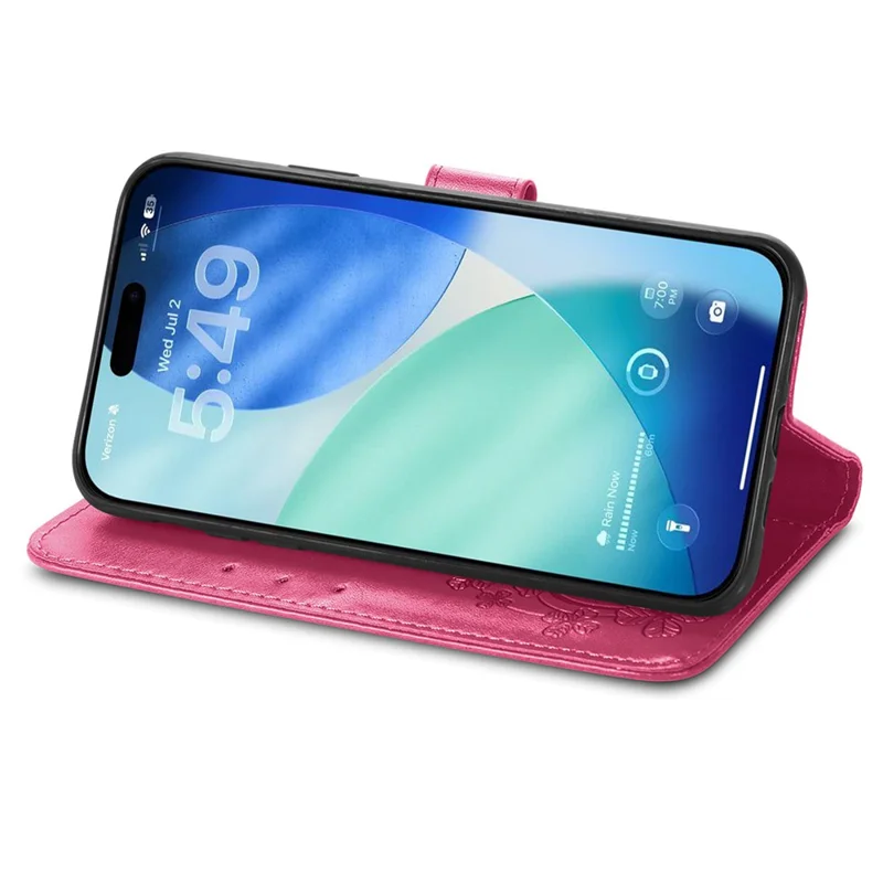 For iPhone Air Leather Case Four-Leaf Clover Wallet Phone Cover - Rose