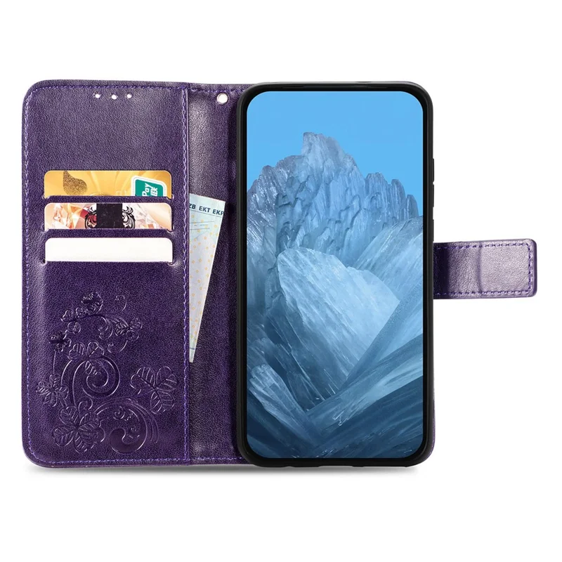 For Xiaomi Poco M8 Pro 5G / Redmi Note 15 Pro+ 5G (Global) Leather Case Four-Leaf Clover Wallet Phone Cover - Purple