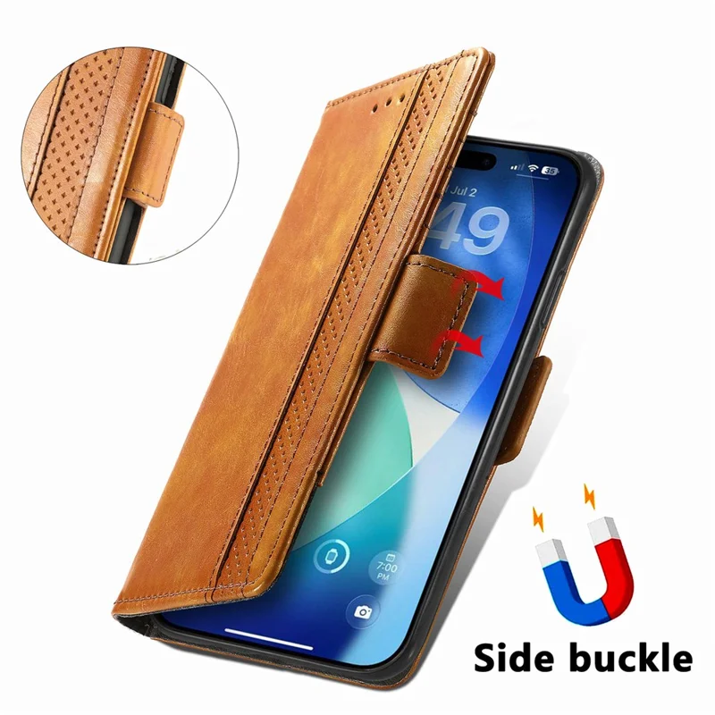CASENEO For iPhone 17 Pro Max Phone Cases PU Leather Cover Stand with RFID Blocking Wallet - Khaki