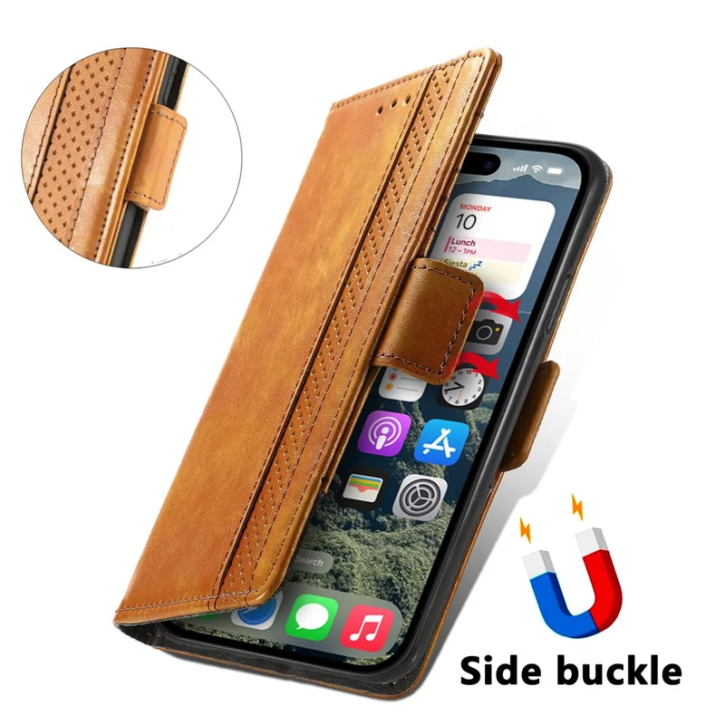 CASENEO For iPhone 17 Phone Cases PU Leather Cover Stand with RFID Blocking Wallet - Khaki