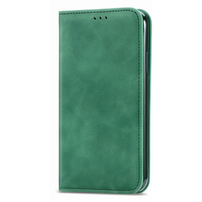 For iPhone 17 Leather Case with Card Holder Magnetic Absorption Phone Cover - Green