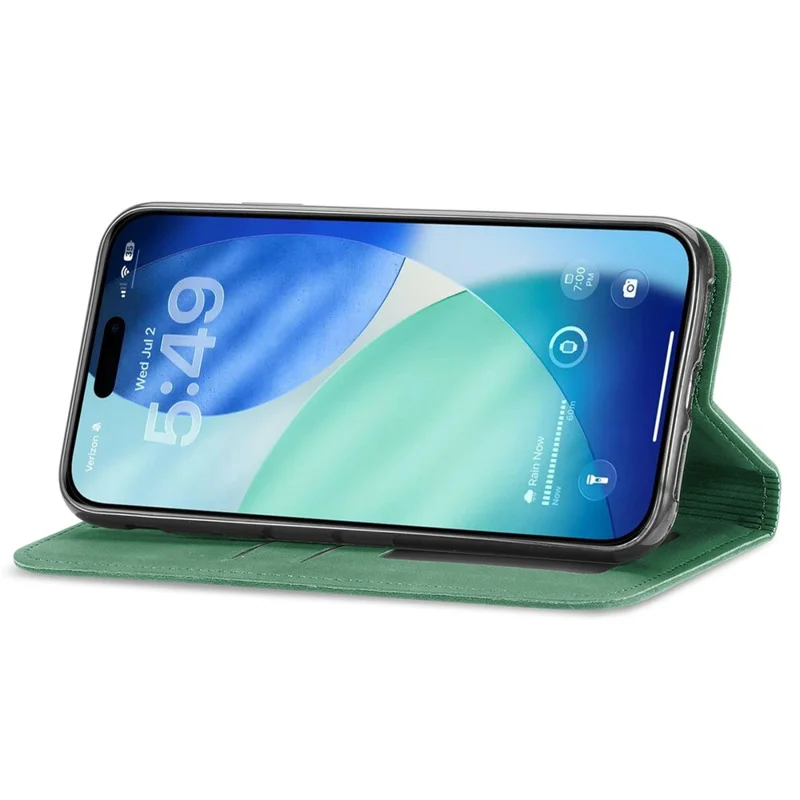For iPhone Air Leather Case with Card Holder Magnetic Absorption Phone Cover - Green