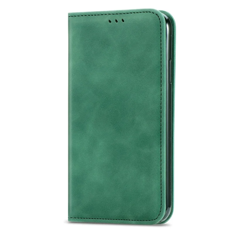 For iPhone Air Leather Case with Card Holder Magnetic Absorption Phone Cover - Green
