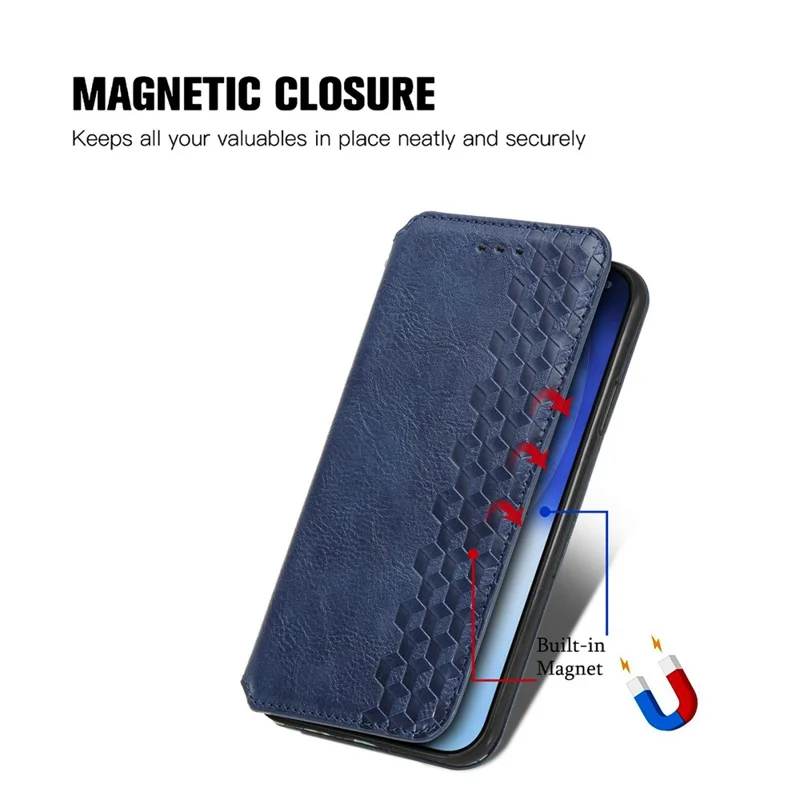 For iPhone Air Case Rhombus Imprint PU Leather Wallet Phone Cover - Blue