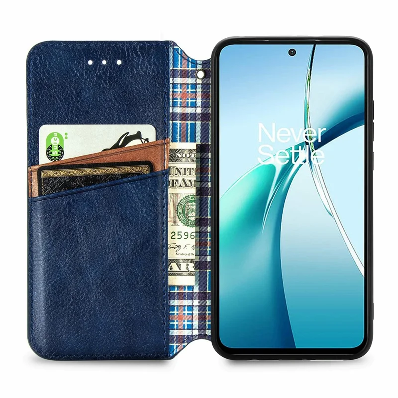 For Xiaomi Poco M8 Pro 5G / Redmi Note 15 Pro+ 5G (Global) Case Rhombus Imprint PU Leather Wallet Phone Cover - Blue