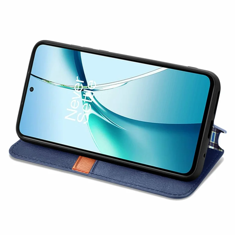 For Xiaomi Poco M8 Pro 5G / Redmi Note 15 Pro+ 5G (Global) Case Rhombus Imprint PU Leather Wallet Phone Cover - Blue