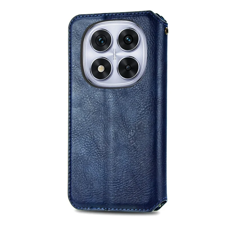 For Xiaomi Poco M8 Pro 5G / Redmi Note 15 Pro+ 5G (Global) Case Rhombus Imprint PU Leather Wallet Phone Cover - Blue