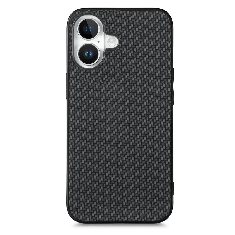 For iPhone 17 Case Carbon Fiber Texture PU Leather + PC + TPU Phone Cover - Black
