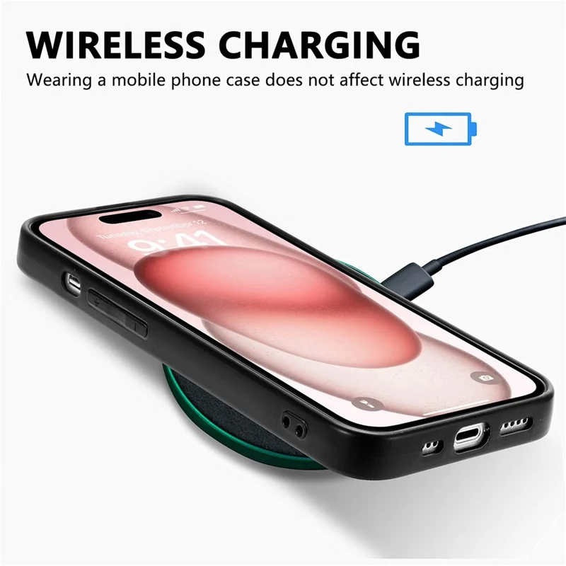 For iPhone 17 Case Carbon Fiber Texture PU Leather + PC + TPU Phone Cover - Black