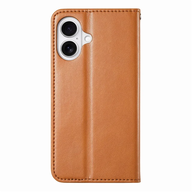 For iPhone 17 Case Wallet Tri-Color Stitching Leather Phone Cover with Elastic Wristband - Brown