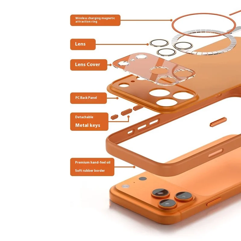 For iPhone 17 Pro Max Case Compatible with MagSafe TPU + PC Precise Coutout Phone Cover - Orange