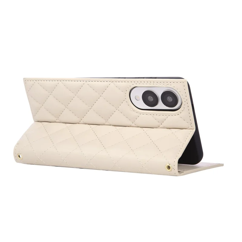 For Samsung Galaxy S25 Edge Case Suction Cup PU Leather Wallet Phone Cover with Straps - Beige