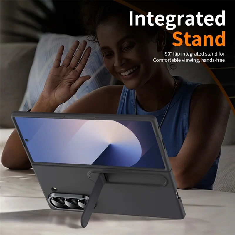 For Samsung Galaxy Z Fold6 5G Case Kickstand Hard PC Phone Cover (without Screen Protector) - Black