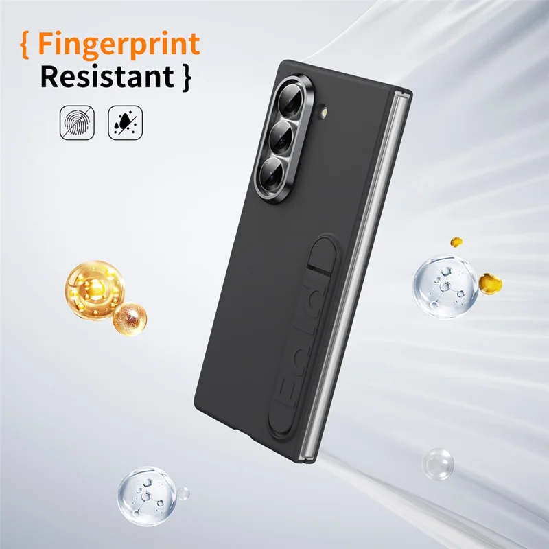 For Samsung Galaxy Z Fold5 5G Phone Case Kickstand PC Cover with Tempered Glass Screen Protector - Black