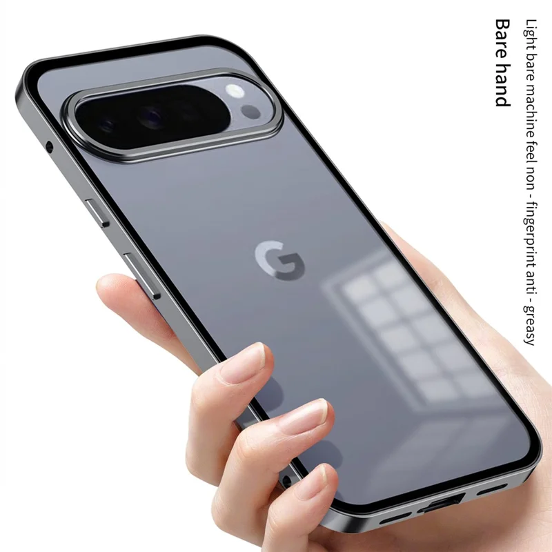 For Google Pixel 10 / 10 Pro Matte Case Aluminium Alloy + PC Phone Cover Pop-Up Snap Lock - Black