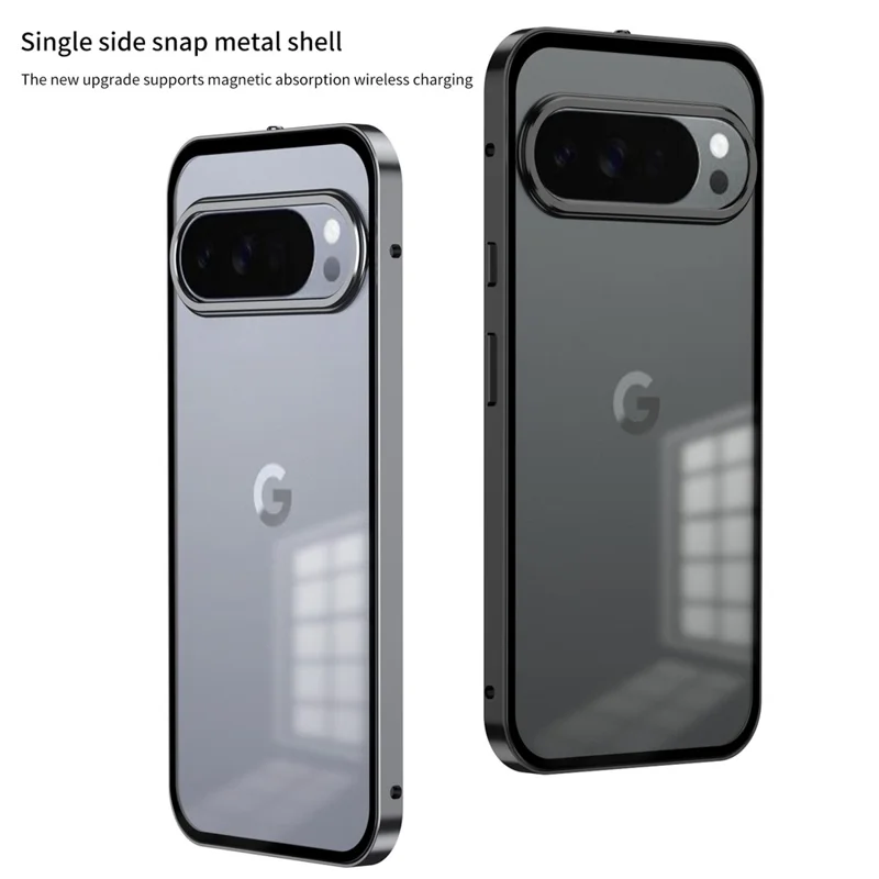 For Google Pixel 10 / 10 Pro Matte Case Aluminium Alloy + PC Phone Cover Pop-Up Snap Lock - Black