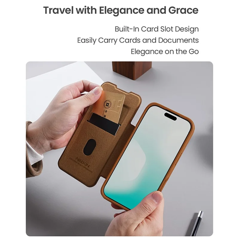 NILLKIN Qin Pro Series for iPhone Air Case with Card Slots Leather Phone Cover - Black