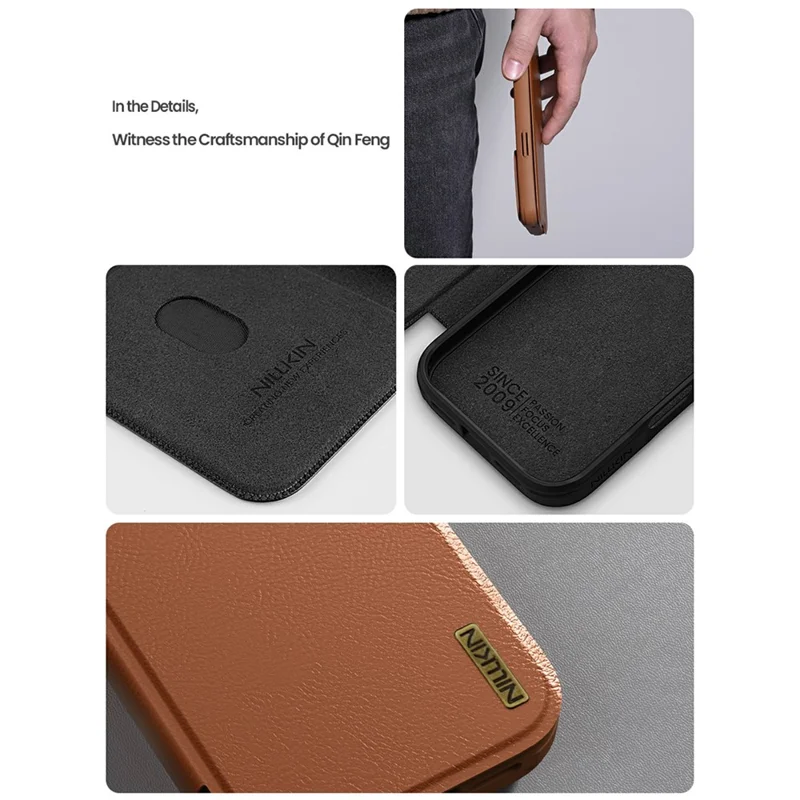 NILLKIN Qin Pro Series for iPhone Air Case with Card Slots Leather Phone Cover - Black